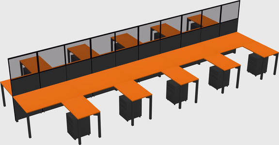 Shared l-shape cubicle