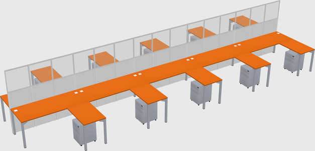 Shared l-shape cubicle