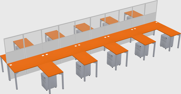Shared l-shape cubicle