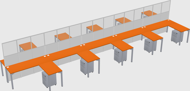Shared l-shape cubicle