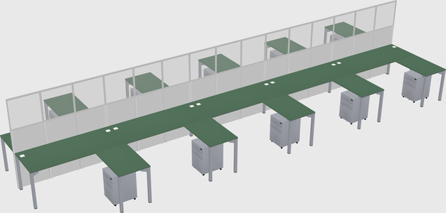 Shared l-shape cubicle