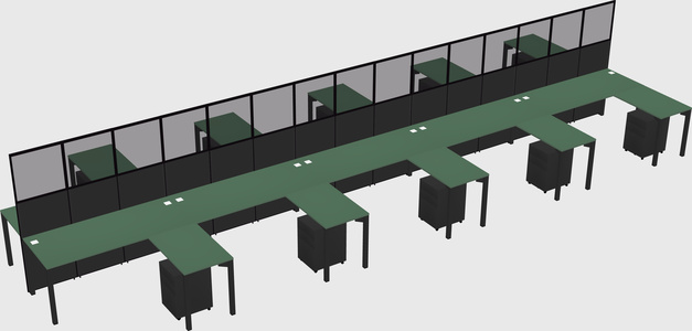 Shared l-shape cubicle
