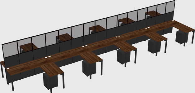 Shared l-shape cubicle