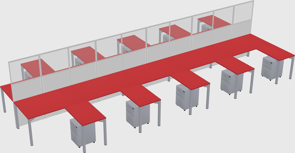 Shared l-shape cubicle