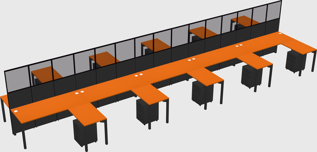 Shared l-shape cubicle