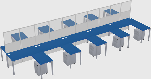 Shared l-shape cubicle