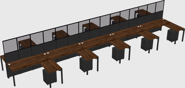 Shared l-shape cubicle