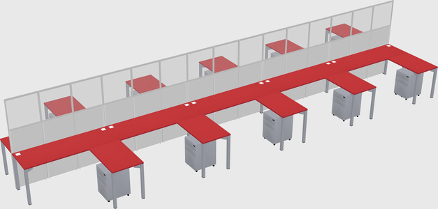 Shared l-shape cubicle