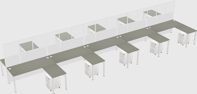 Shared l-shape cubicle
