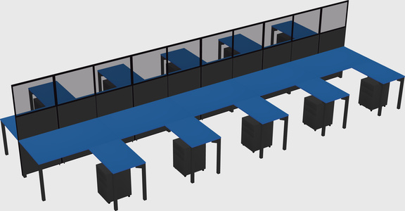 Shared l-shape cubicle