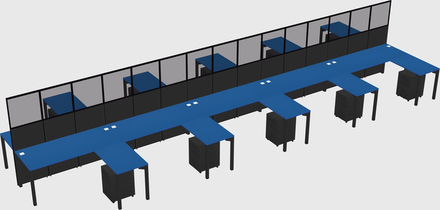 Shared l-shape cubicle