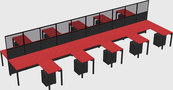 Shared l-shape cubicle