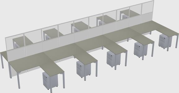 Shared l-shape cubicle