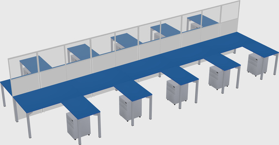 Shared l-shape cubicle