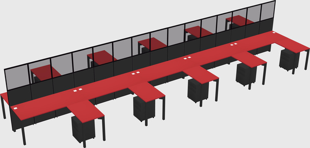 Shared l-shape cubicle