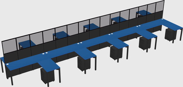 Shared l-shape cubicle