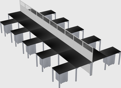 Shared l-shape cubicle