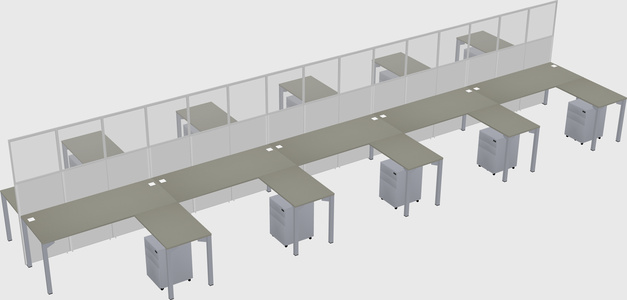 Shared l-shape cubicle