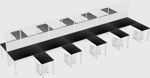 Shared l-shape cubicle