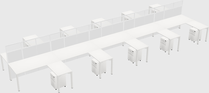 Shared l-shape cubicle