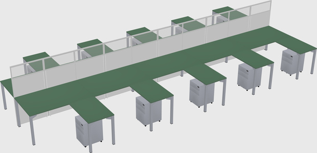 Shared l-shape cubicle
