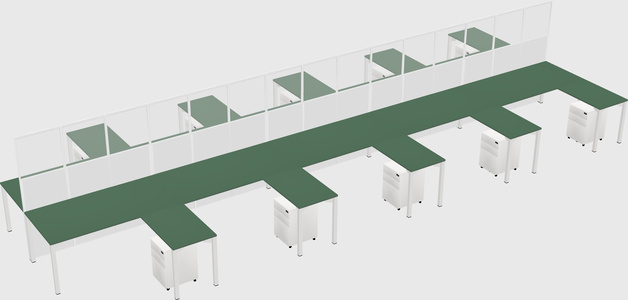 Shared l-shape cubicle