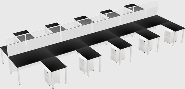 Shared l-shape cubicle