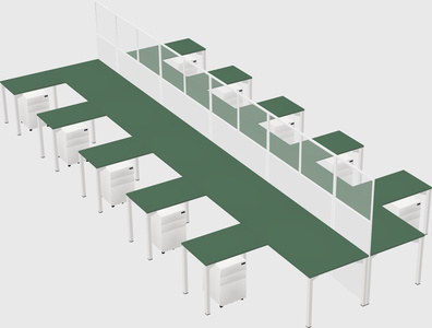 Shared l-shape cubicle