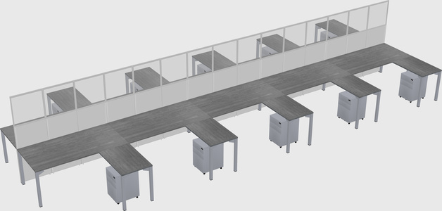 Shared l-shape cubicle