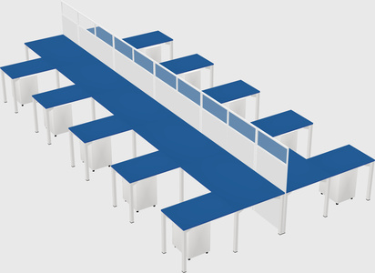 Shared l-shape cubicle
