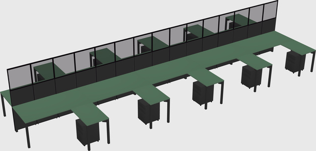 Shared l-shape cubicle