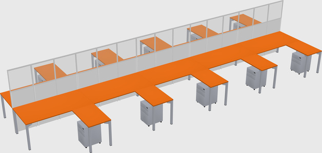 Shared l-shape cubicle