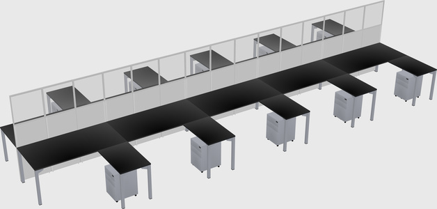 Shared l-shape cubicle