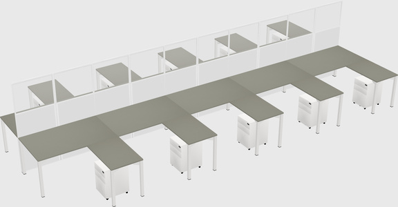 Shared l-shape cubicle