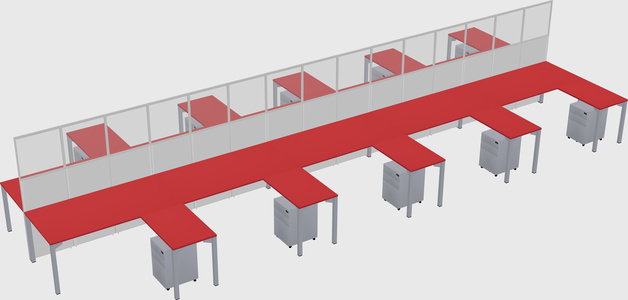 Shared l-shape cubicle