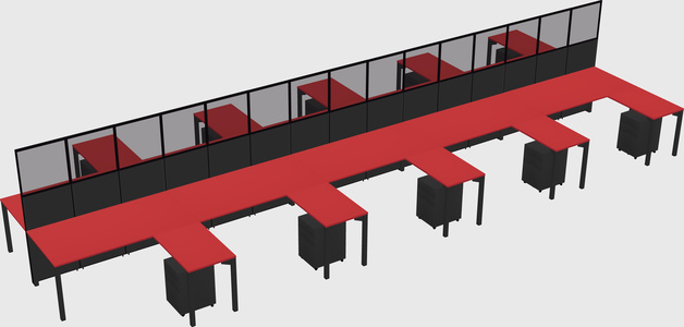 Shared l-shape cubicle