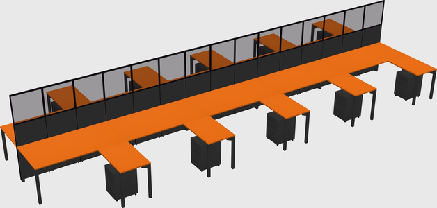 Shared l-shape cubicle