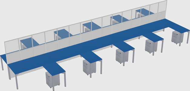 Shared l-shape cubicle
