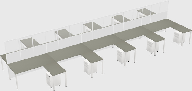 Shared l-shape cubicle