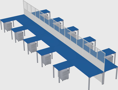 Shared l-shape cubicle