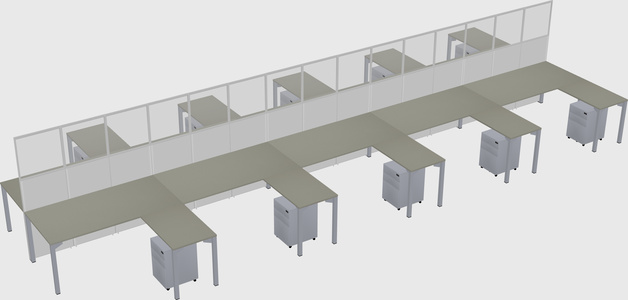 Shared l-shape cubicle
