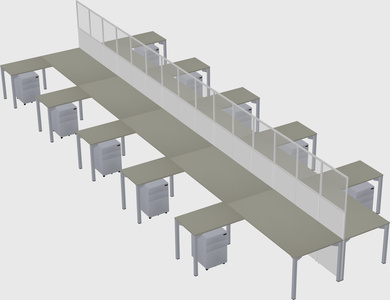 Shared l-shape cubicle