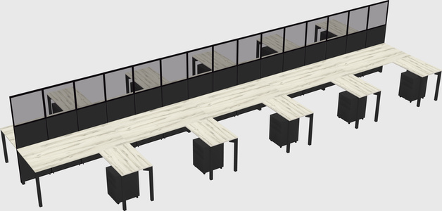 Shared l-shape cubicle