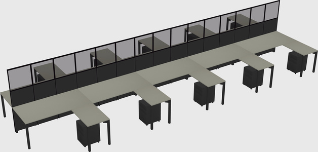 Shared l-shape cubicle