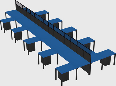 Shared l-shape cubicle