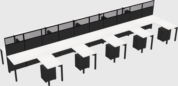 Shared l-shape cubicle