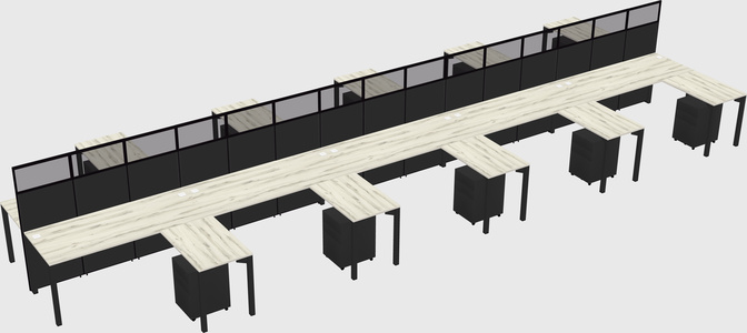 Shared l-shape cubicle