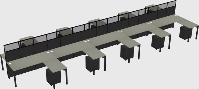 Shared l-shape cubicle