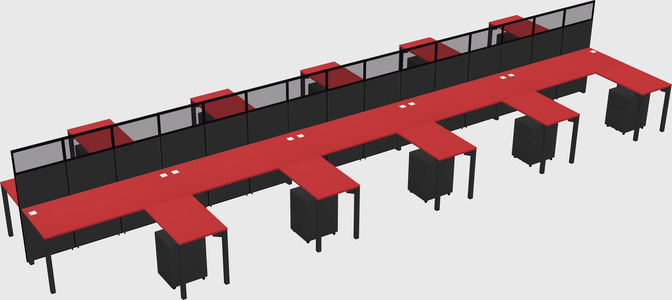 Shared l-shape cubicle