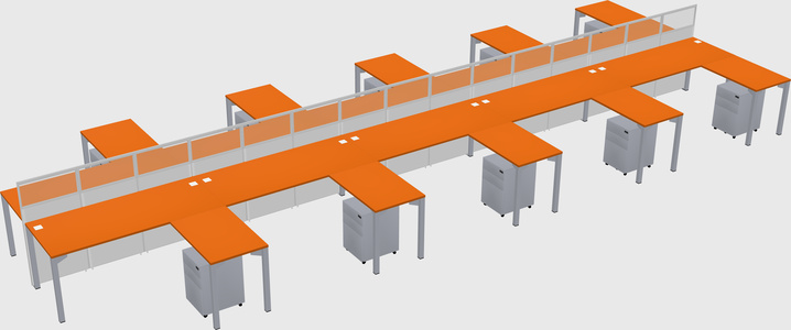 Shared l-shape cubicle